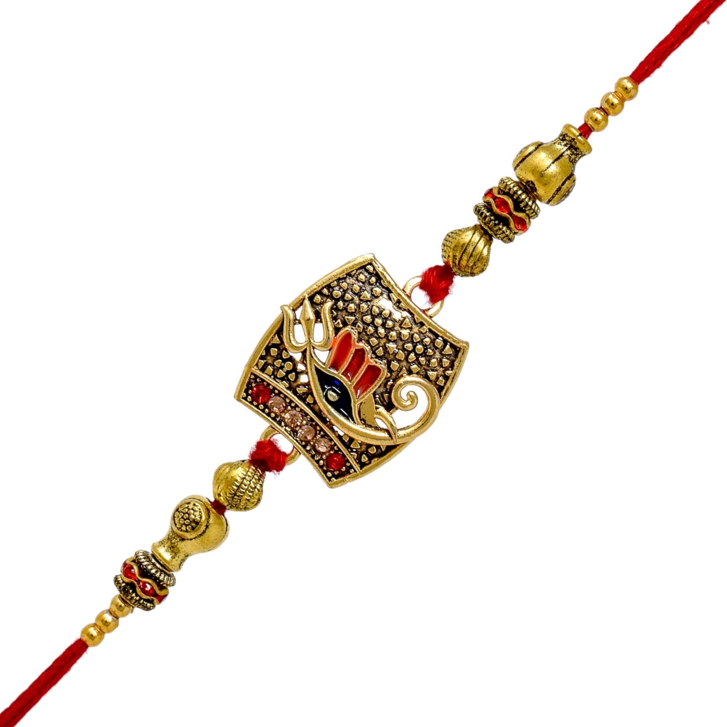 रोली चावल और कार्ड के साथ पीतल की गणेश राखी सेट| भाई और भाभी के बच्चों के लिए राखी| 2 का राखी सेट | राल राखी