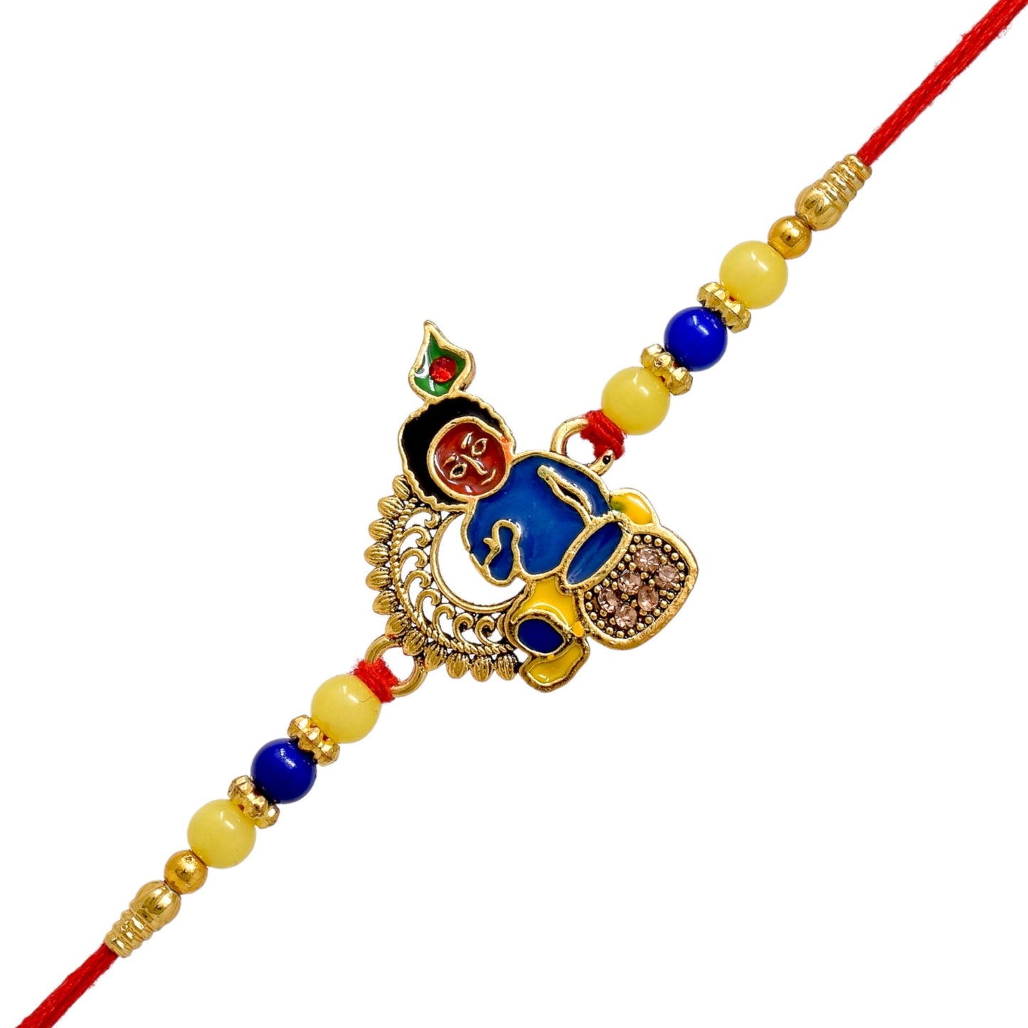 Shri Krishana Rakhi set with Roli Chawal & Card| rakhi for brother and bhabhi kids| rakhi set of 2 | resin rakhi