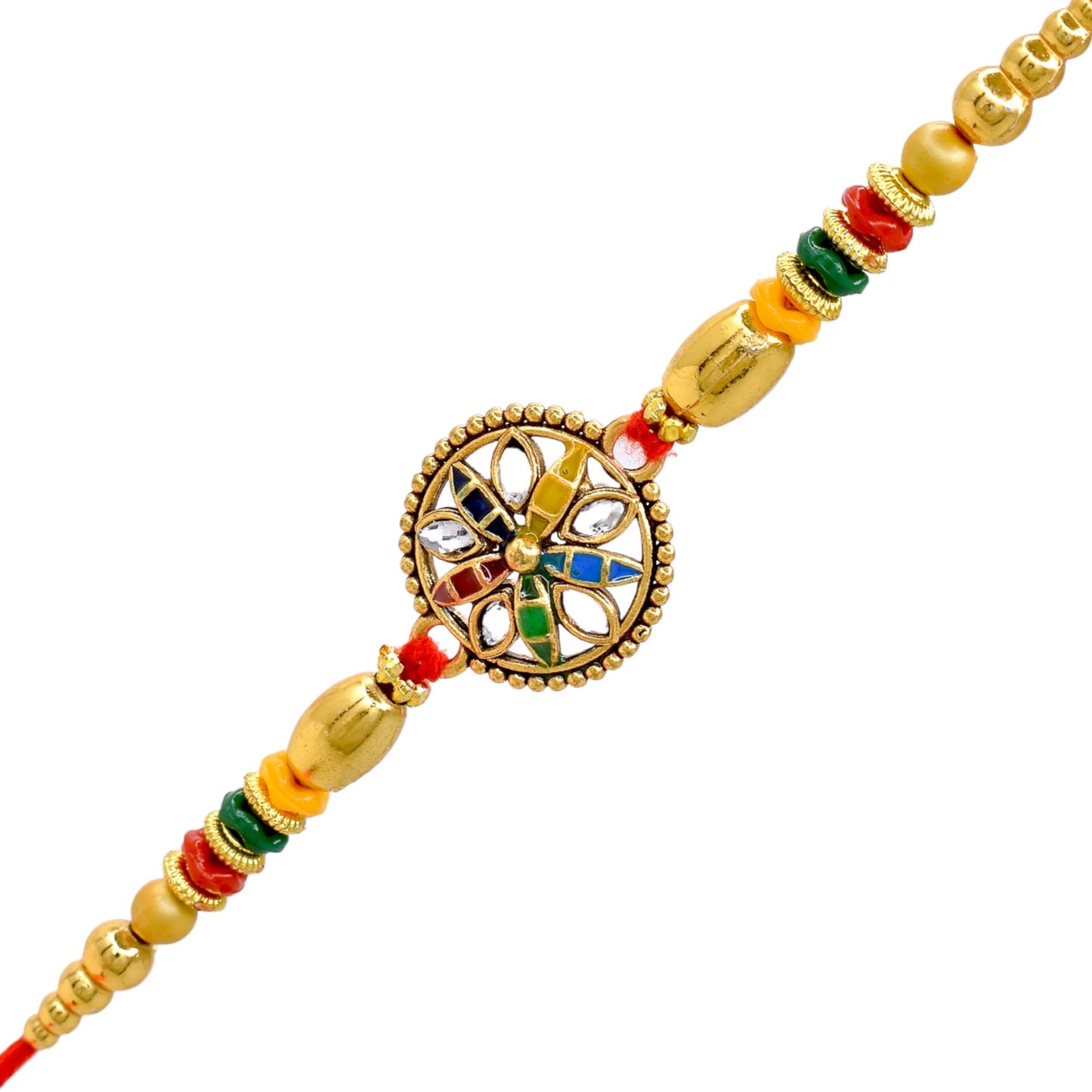 रोली चावल और कार्ड के साथ कुंदन कॉम्बो राखी सेट के साथ मीनाकारी| भाई और भाभी के बच्चों के लिए राखी| 2 का राखी सेट | राल राखी