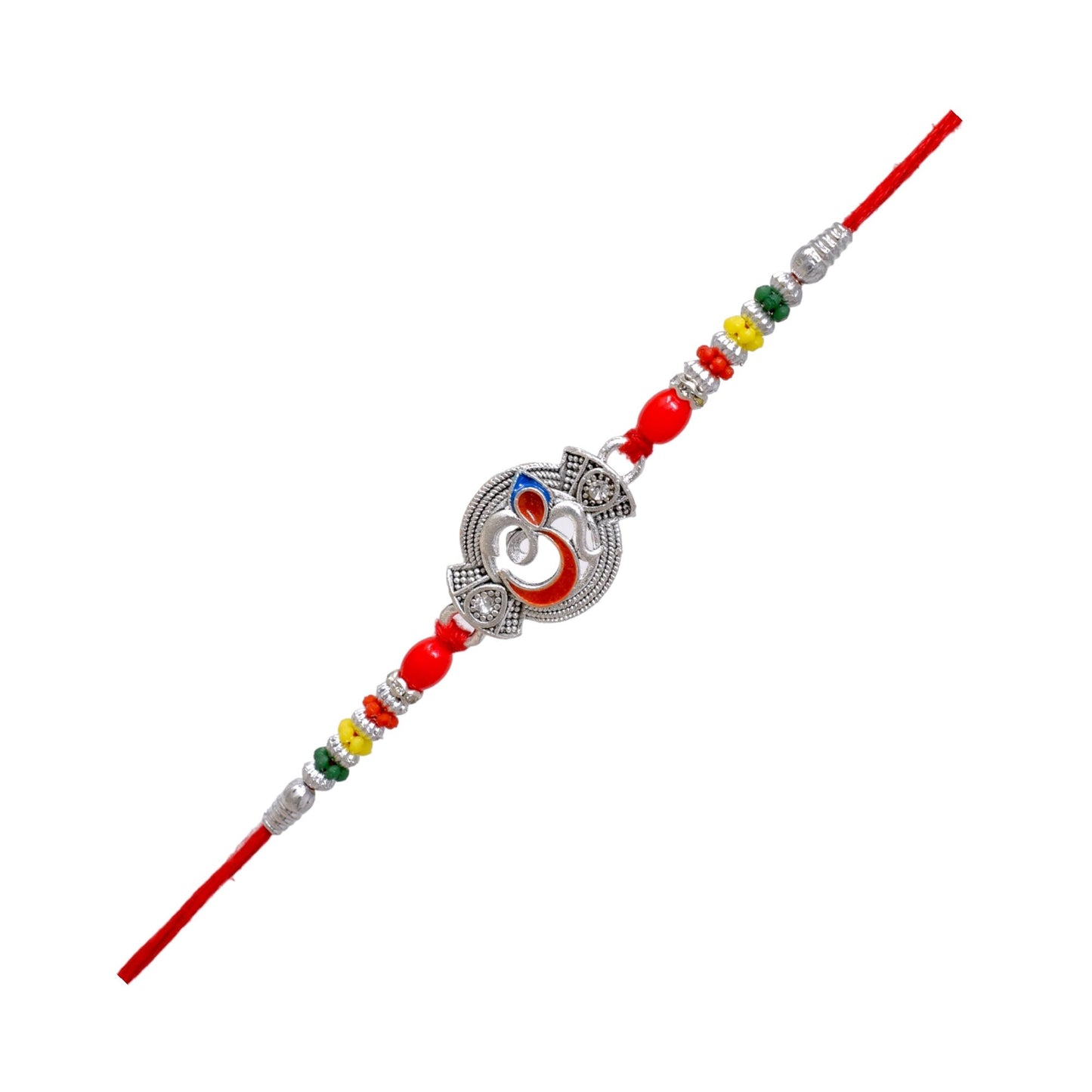 German silver OM Combo Rakhi with Roli Chawal & Card| rakhi for brother and bhabhi kids| rakhi set of 2 | resin rakhi