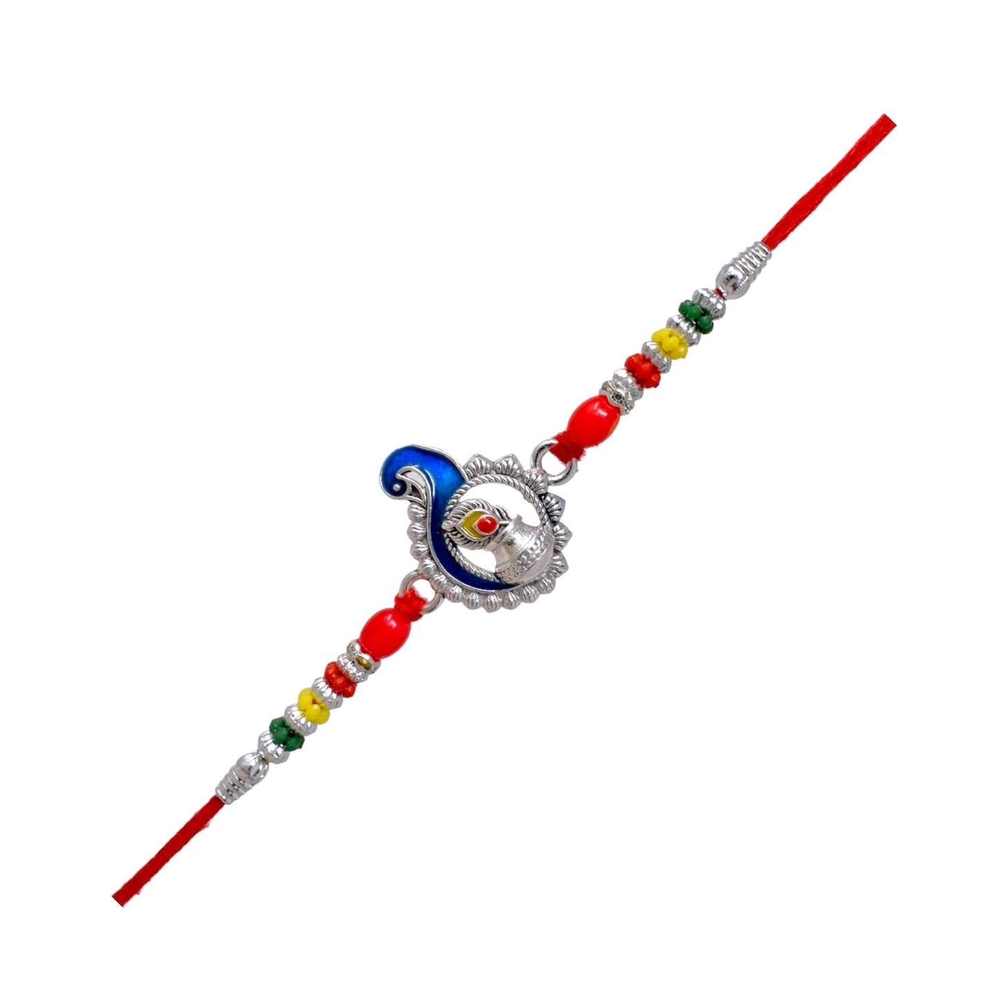 German silver Peacock Combo Rakhi set with Roli Chawal & Card| rakhi for brother and bhabhi kids| rakhi set of 2 | resin rakhi
