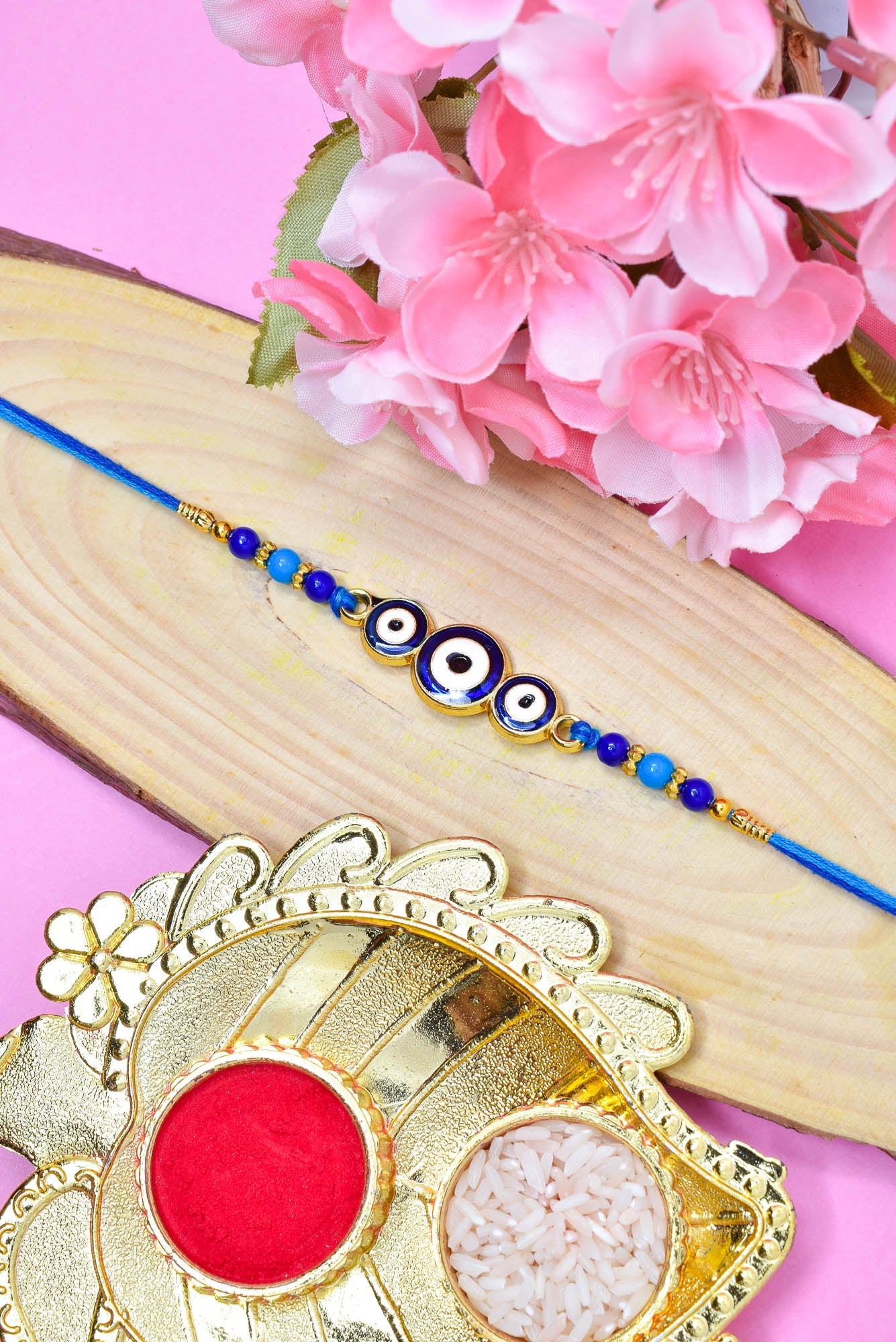 Evil Eye Rakhi Cartoon Rakhi with Roli Chawal and Greeting Card For Men Brother Kids