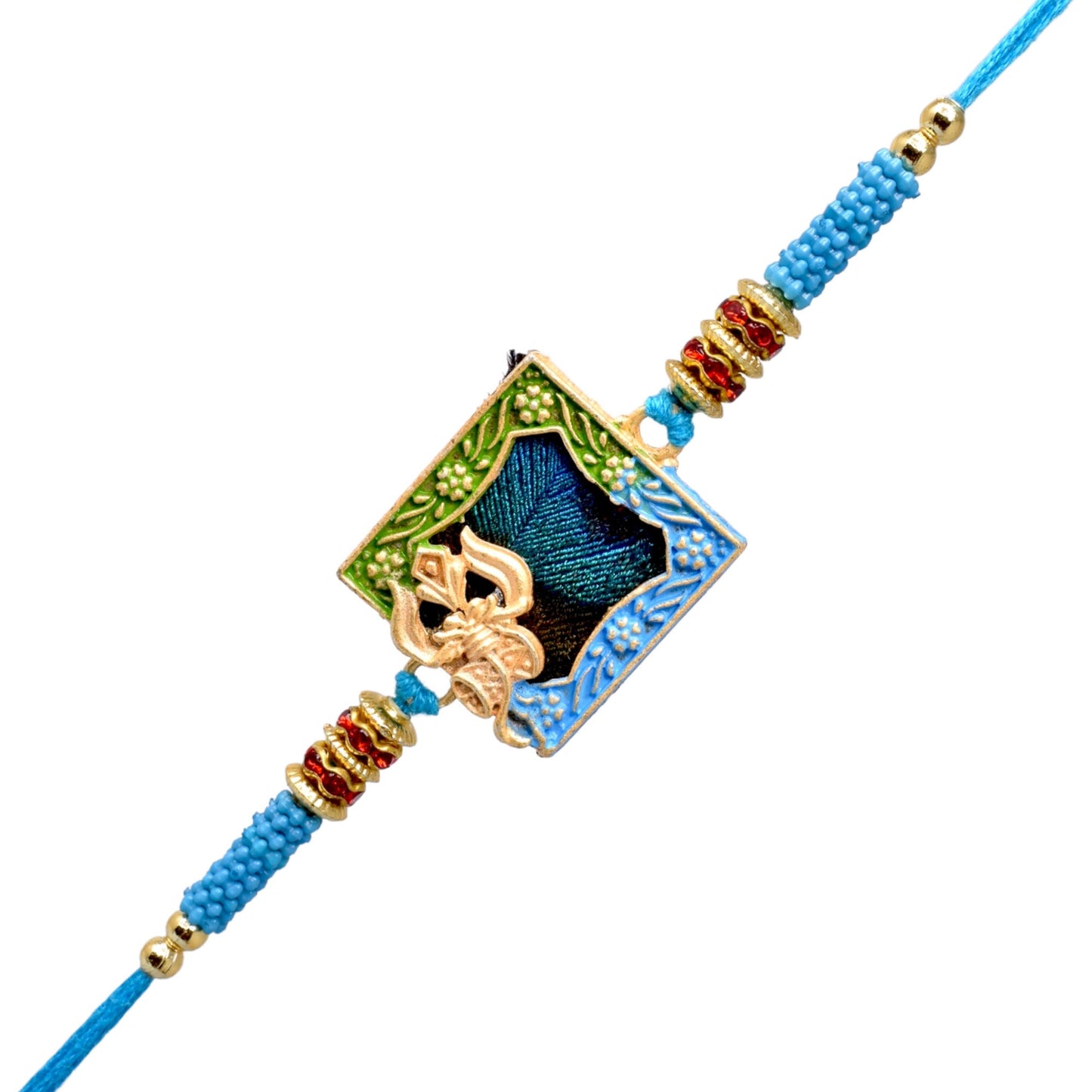 Fancy Krishana theme Morpankh Rakhi set with Roli Chawal & Card| rakhi for brother and bhabhi kids| rakhi set of 2 | resin rakhi