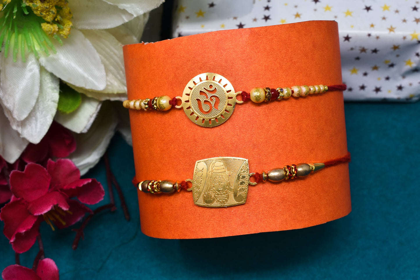 Glorious OM n Shiva Combo Rakhi set with Roli Chawal & Card| rakhi for brother and bhabhi kids| rakhi set of 2 | resin rakhi