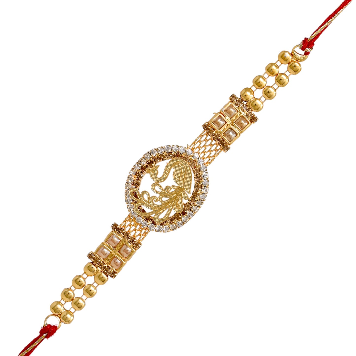 मोर राखी पीतल एडी कॉम्बो ब्रेसलेट राखी सेट रोली चावल और कार्ड के साथ| भाई और भाभी के बच्चों के लिए राखी| 2 का राखी सेट | राल राखी