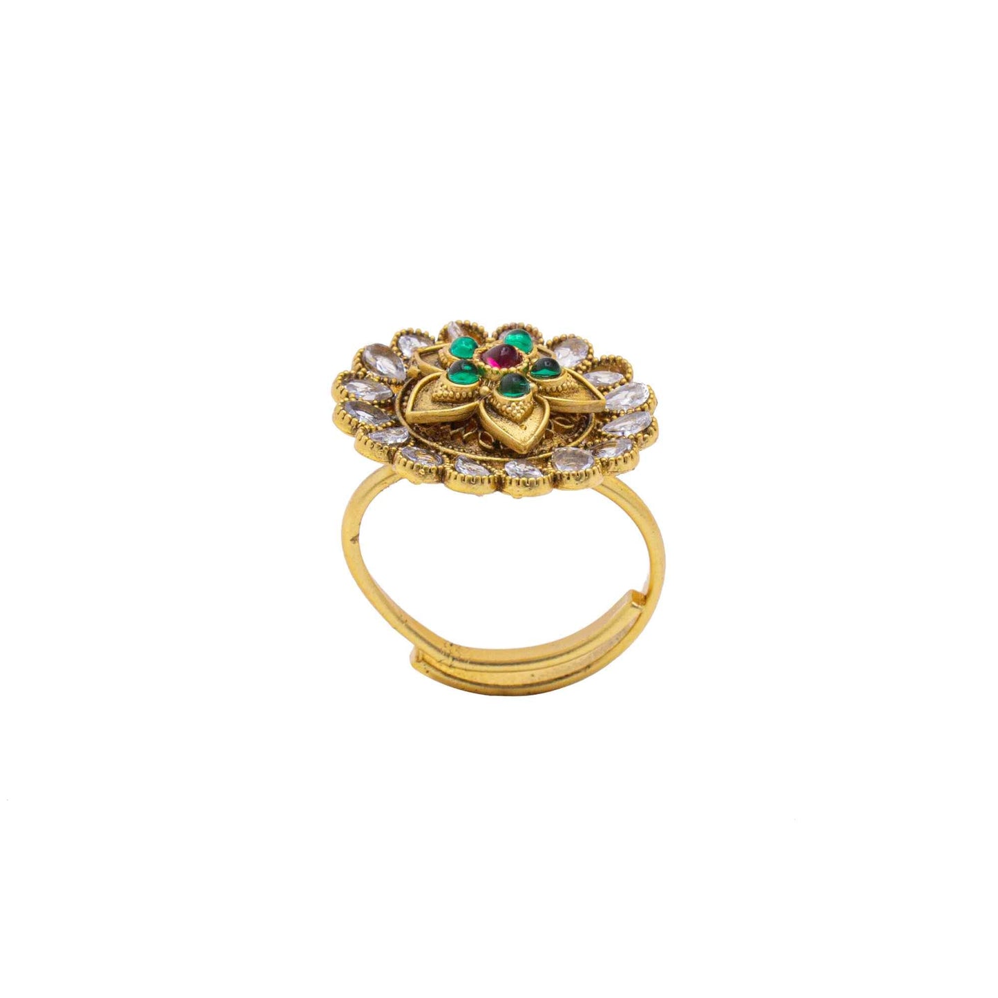 Rajwadi Matte Finish Gold plated Big Ring
