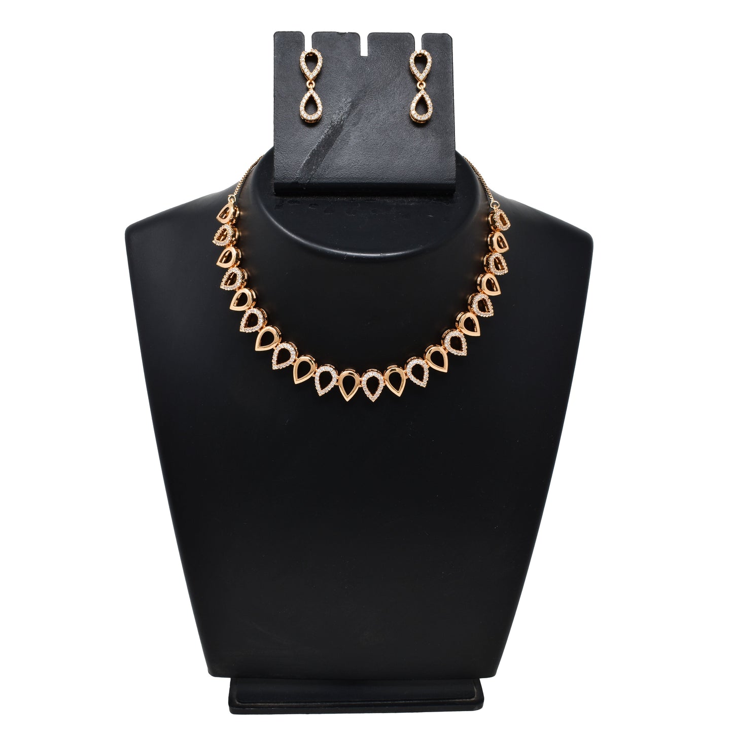 American Diamond embedded Rose Gold plated heavy DC Set for Women