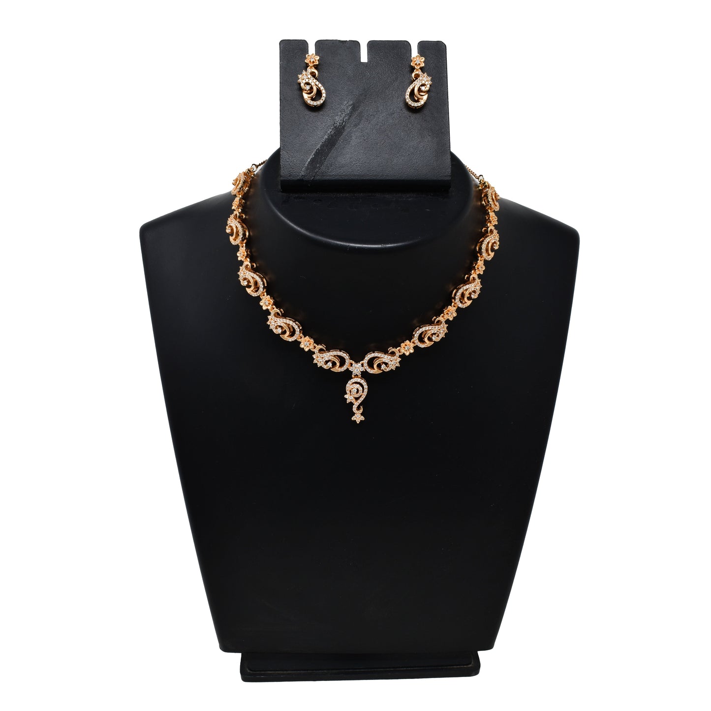 American Diamond embedded Rose Gold plated heavy DC Set for Women