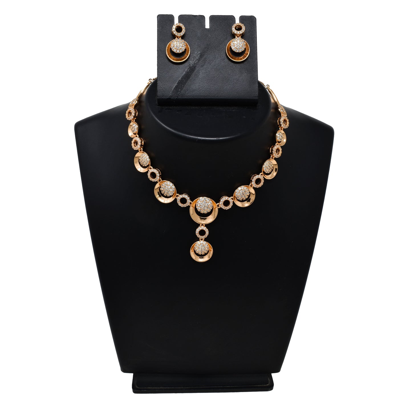 American Diamond embedded Rose Gold plated heavy DC Set for Women