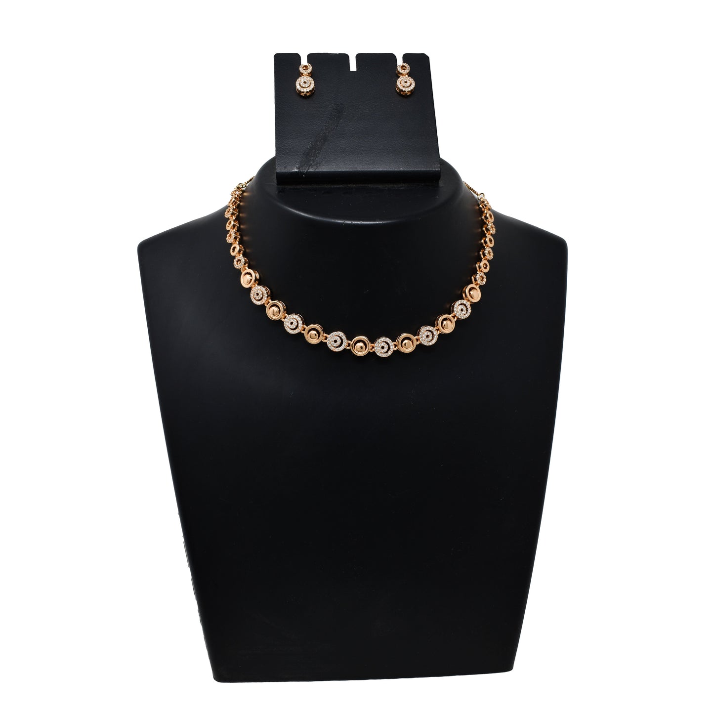 American Diamond embedded Rose Gold plated heavy DC Set for Women