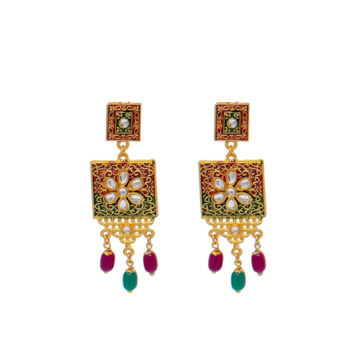 Kundan Studded Pearl Necklace Set with Earring