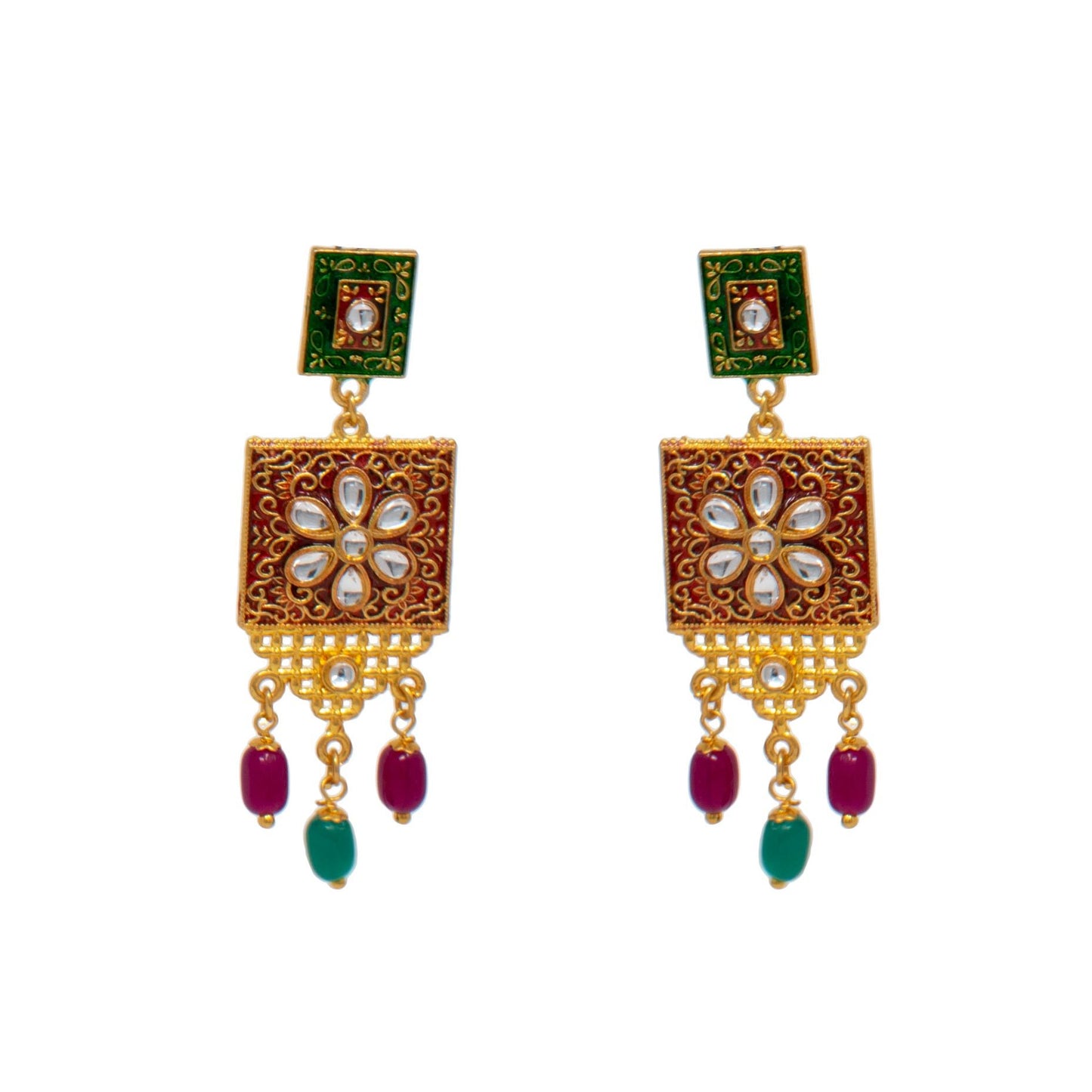 Kundan Studded Pearl Necklace Set with Earring