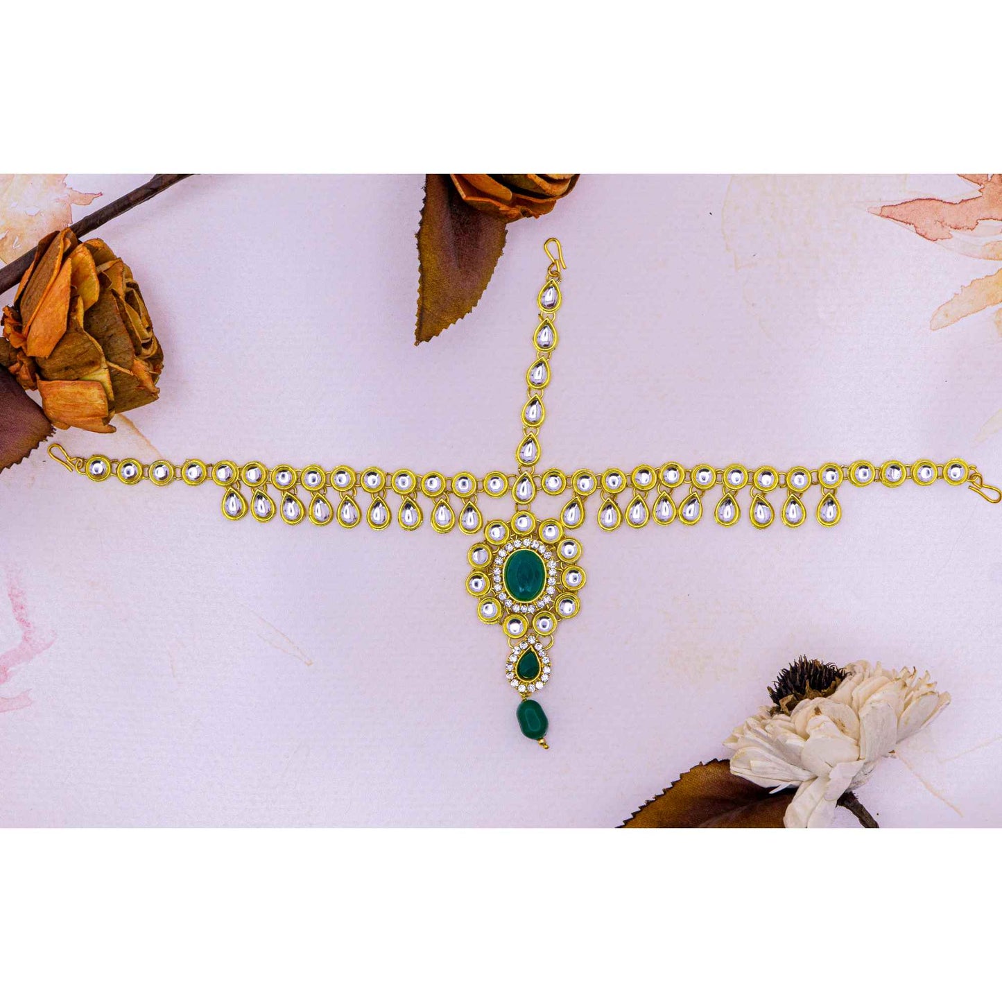 Rajputi Borla Mangtikka studded with Pearl Stone for women