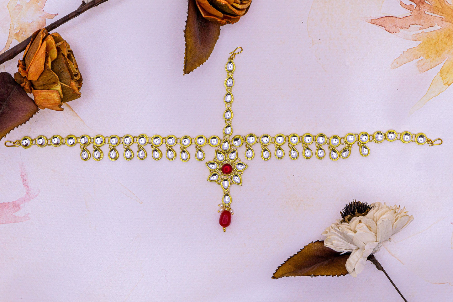 Rajputi Borla Mangtikka studded with Pearl Stone for women