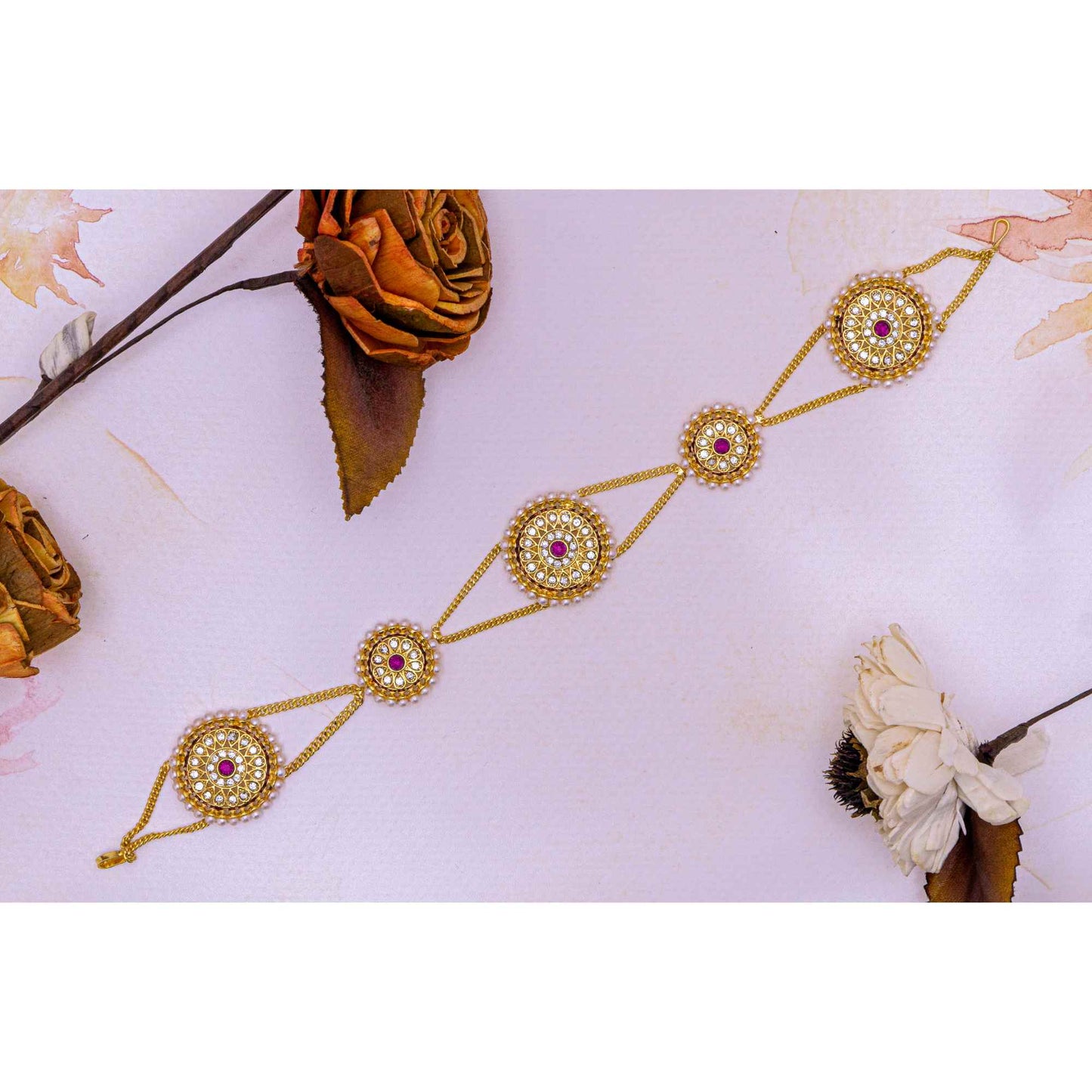 Rajputi Borla Mangtikka studded with Pearl Stone for women