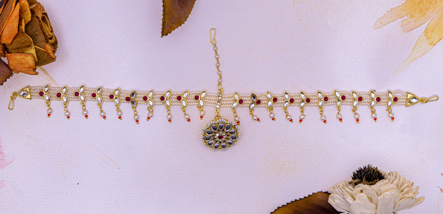 Rajputi Borla Mangtikka studded with Pearl Stone for women