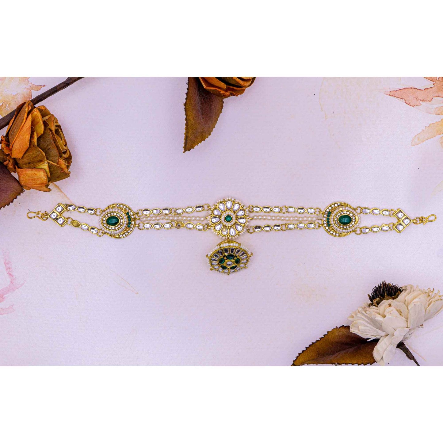 Rajputi Borla Mangtikka studded with Pearl Stone for women