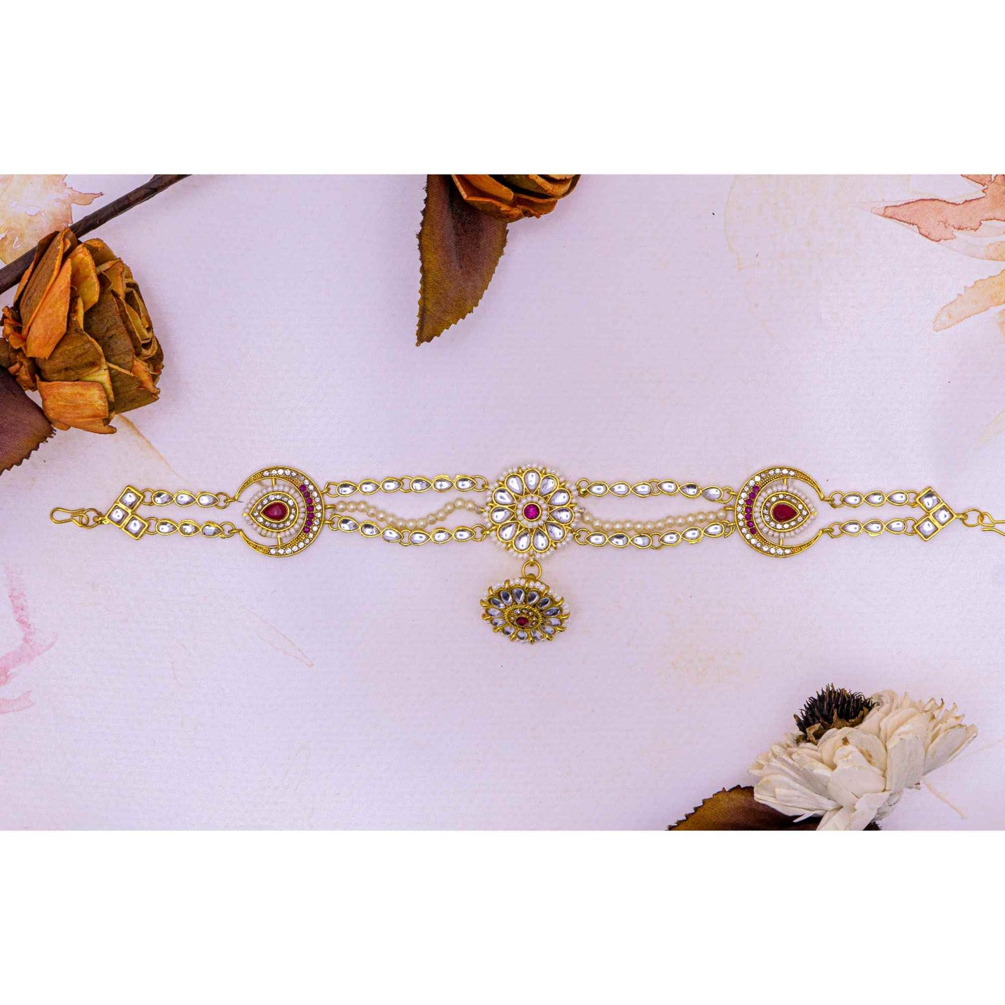 Rajputi Borla Mangtikka studded with Pearl Stone for women