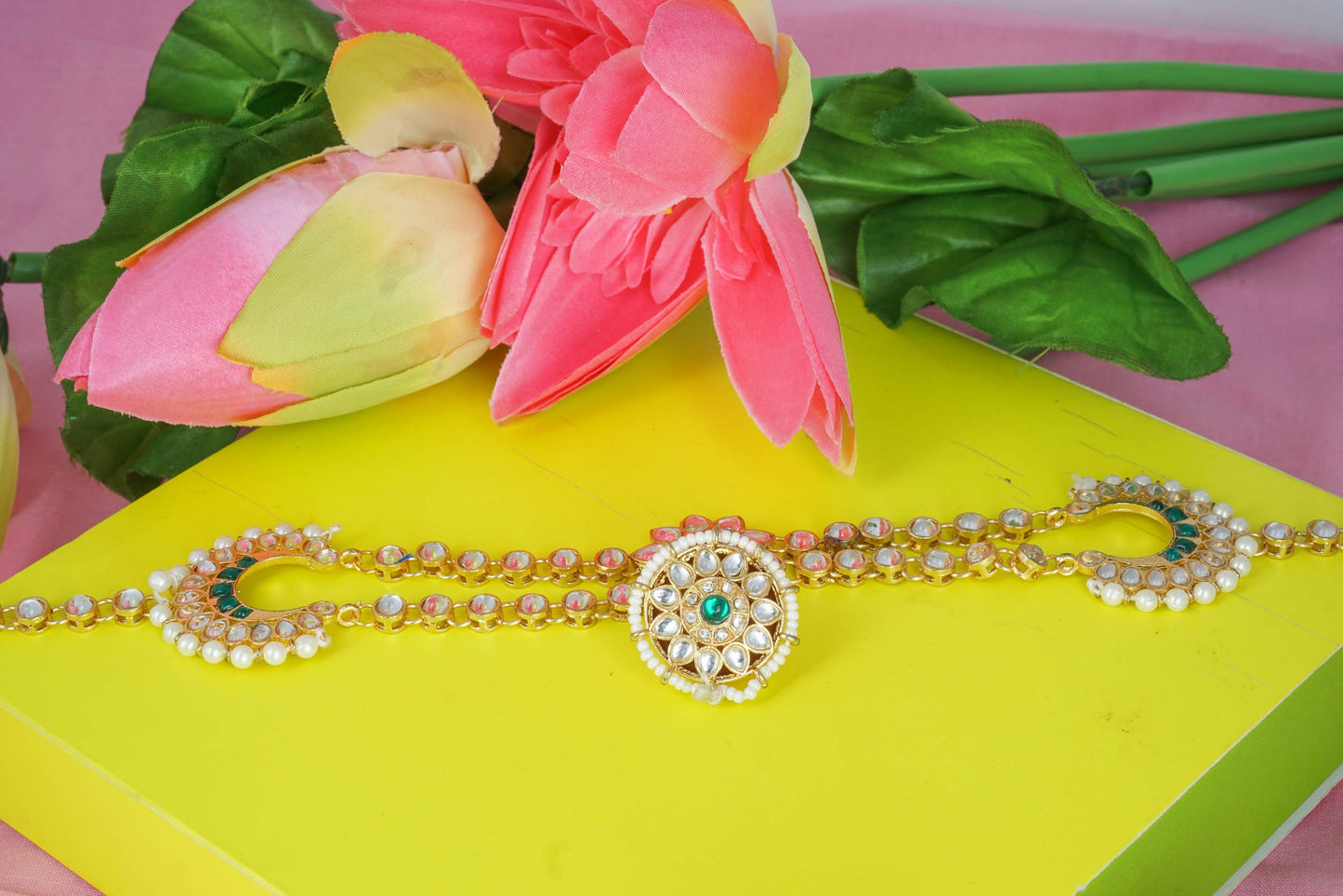 Ethnic Shishful Rajasthani Mathapatti Kundan Pearl For Women