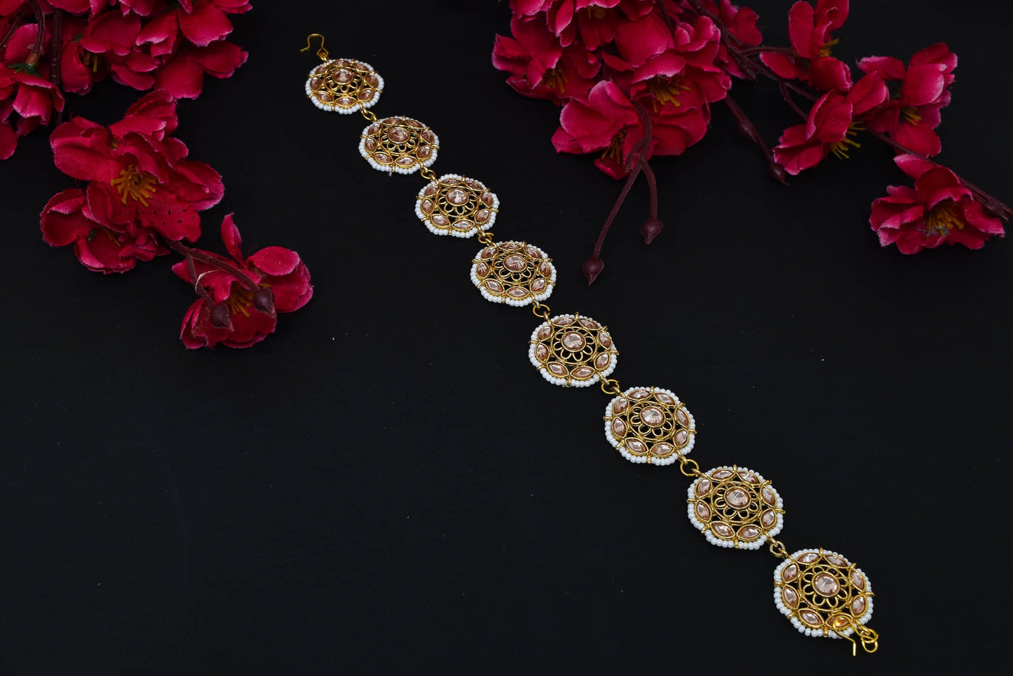 Traditional Indian Mathapatti - Gold Plated with Gemstones for Weddings & Special Occasions
