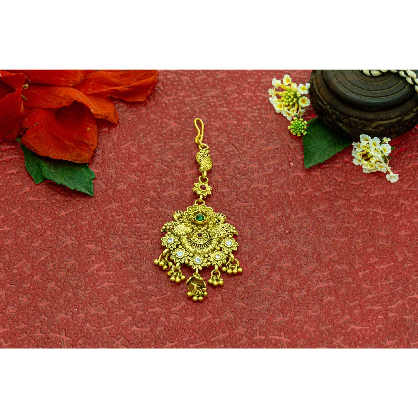 Rajputi Mangtikka studded with Pearl Stone for women
