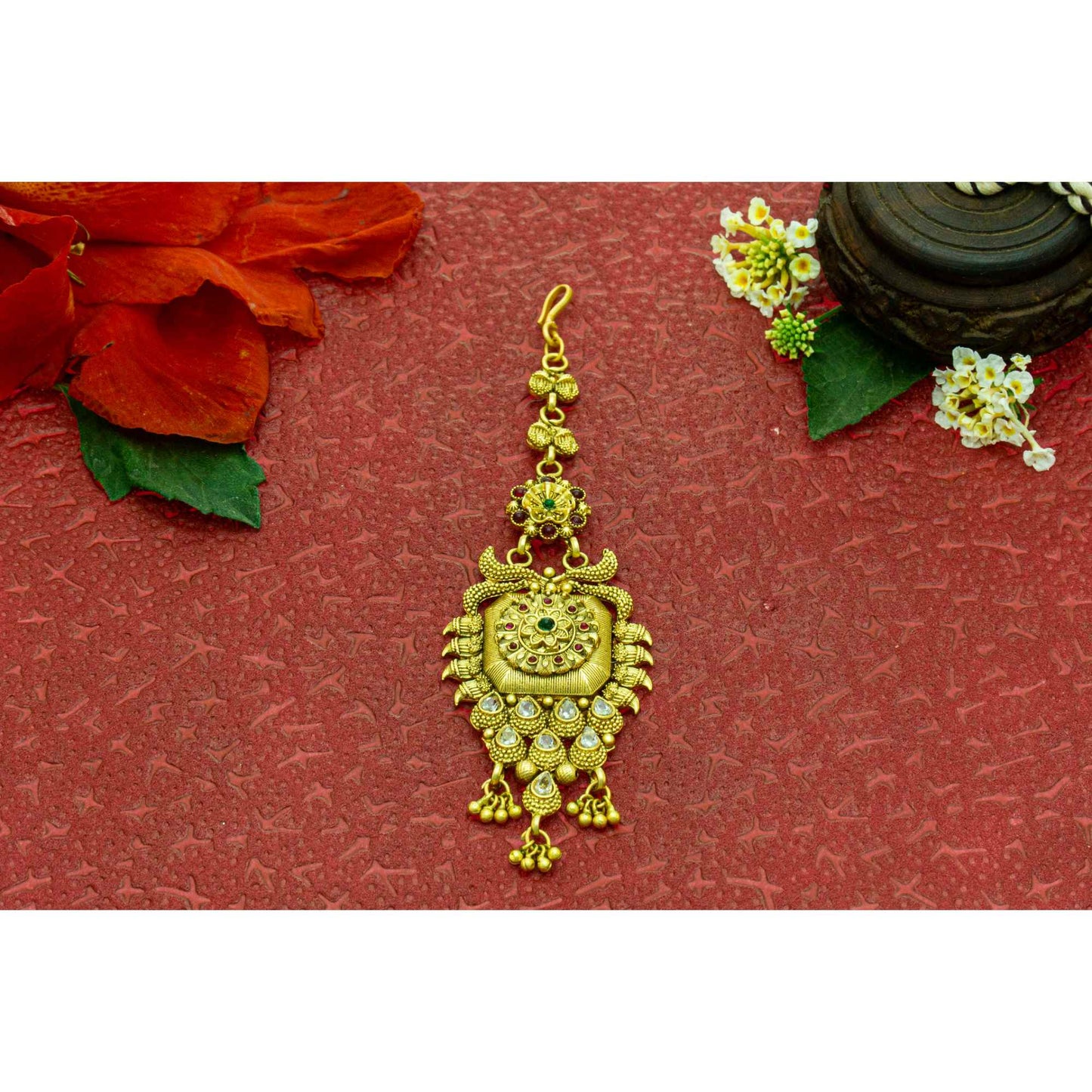 Rajputi Mangtikka studded with Pearl Stone for women