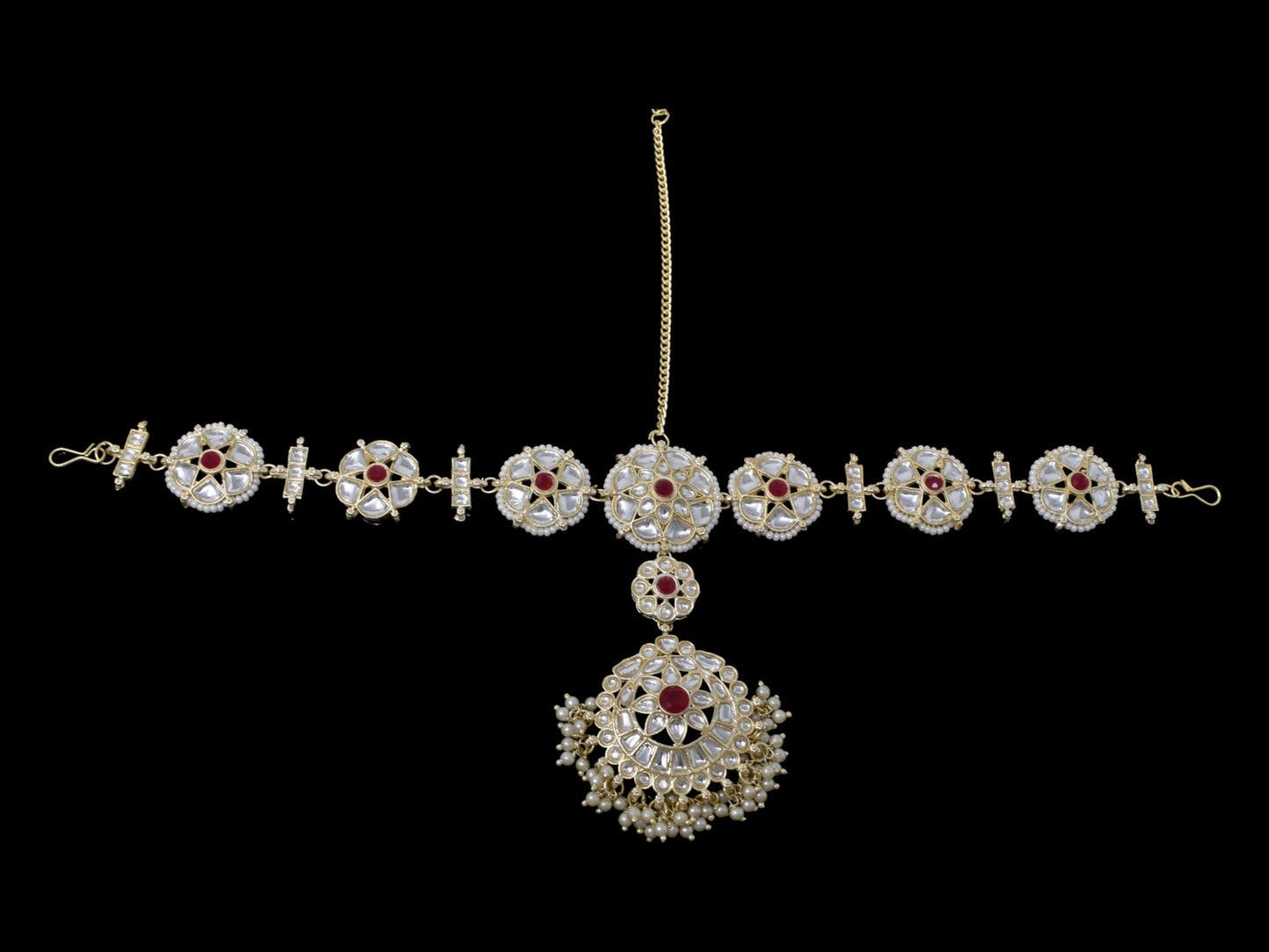 Traditional Indian Mathapatti - Gold Plated with Gemstones for Weddings & Special Occasions