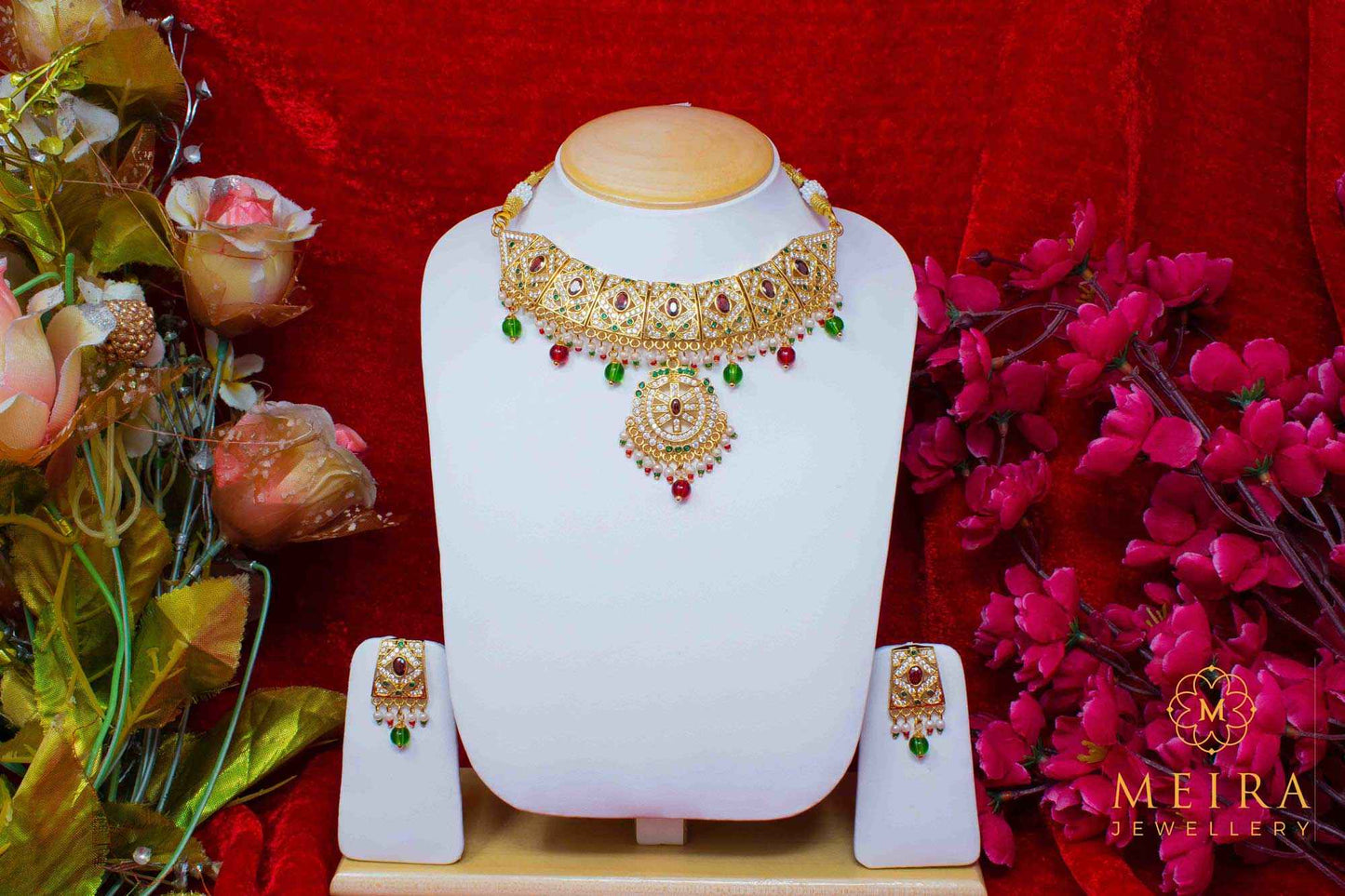 American Diamond Gold Plated Necklace with Earrings