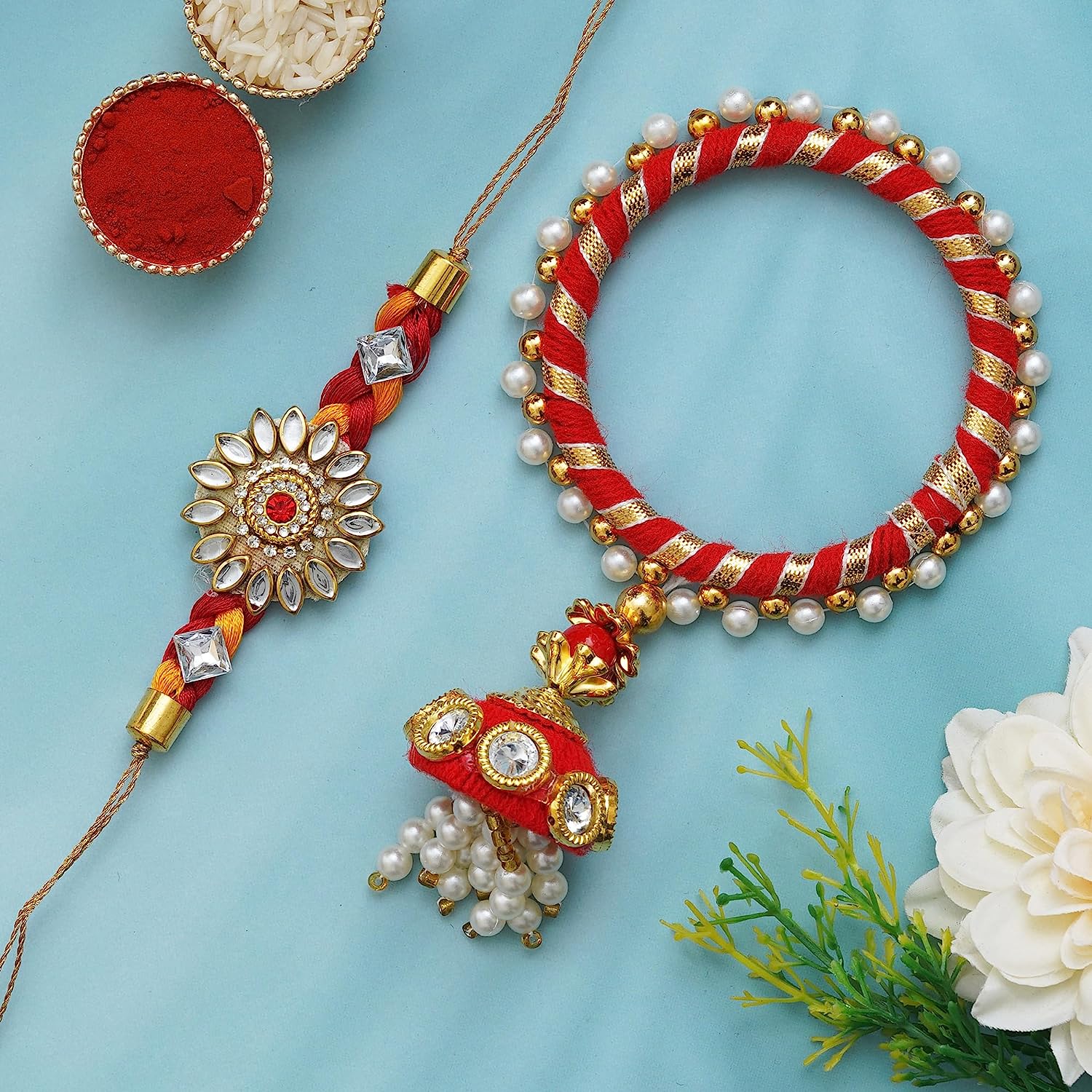 Meira Jewellery Traditional Goldplated AD Studded Blue color stone ...