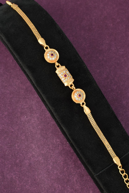 Gold Plated Stylish AD Studded Minimal Lightweight Bracelet