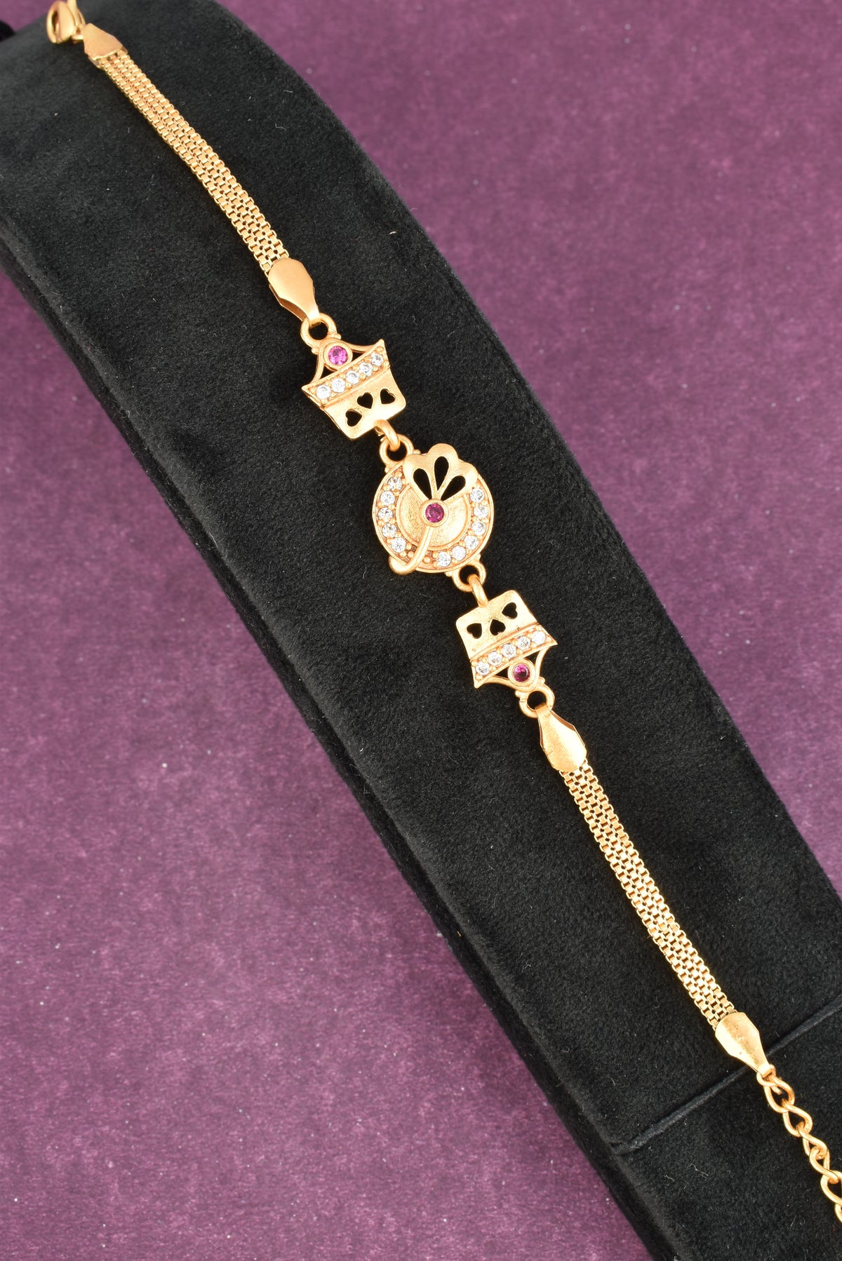 Gold Plated Stylish AD Studded Minimal Lightweight Bracelet