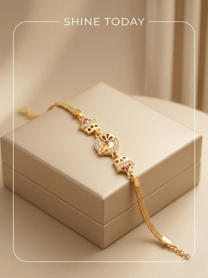 Gold Plated Stylish AD Studded Minimal Lightweight Bracelet