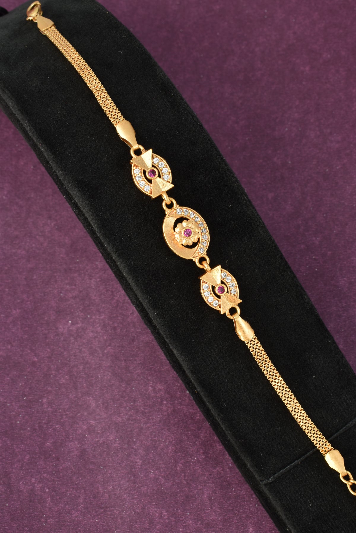 Gold Plated Stylish AD Studded Minimal Lightweight Bracelet