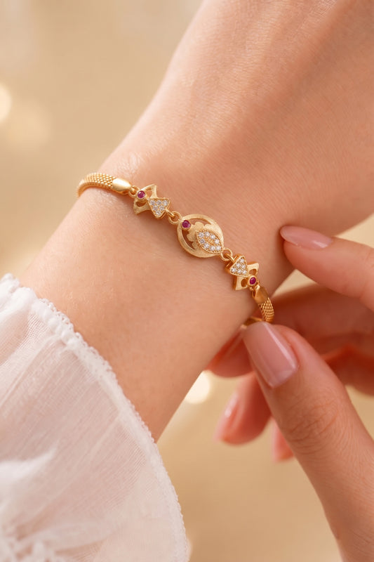 Gold Plated Stylish AD Studded Minimal Lightweight Bracelet