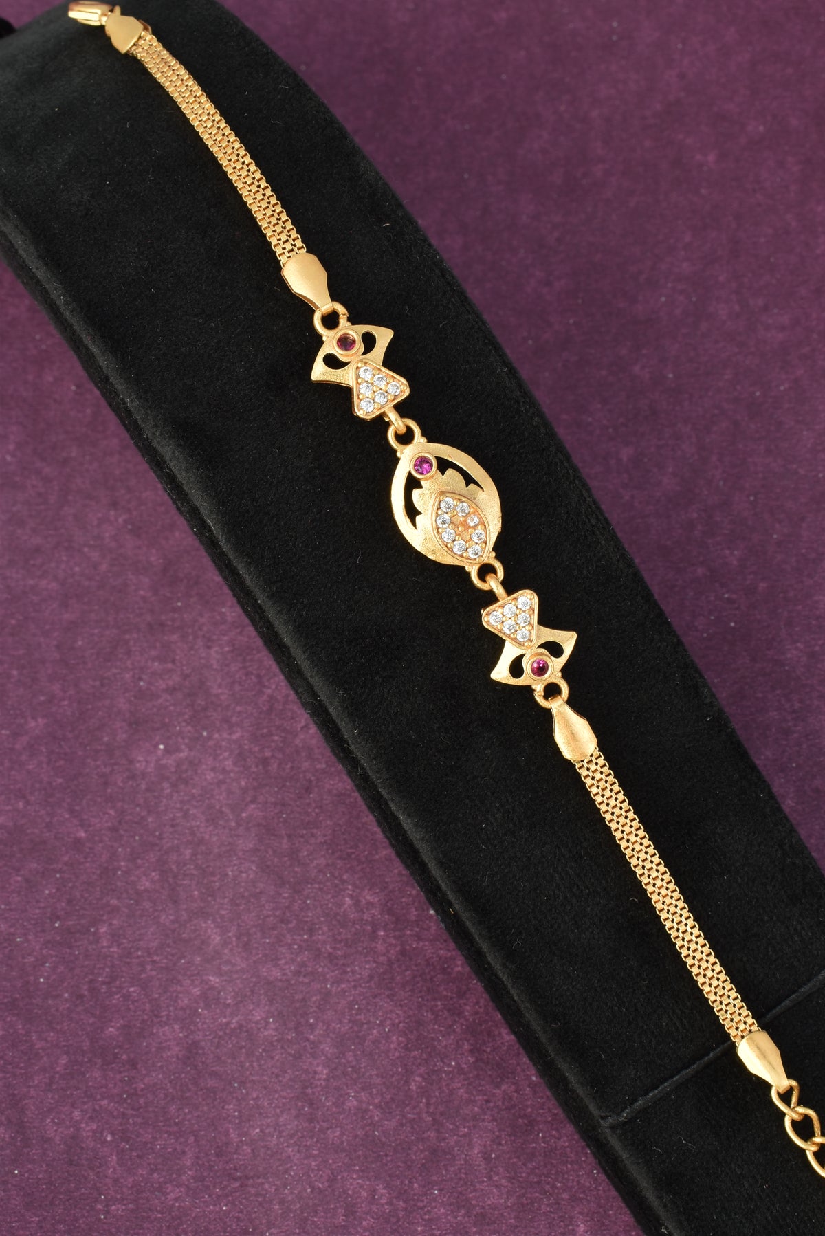 Gold Plated Stylish AD Studded Minimal Lightweight Bracelet