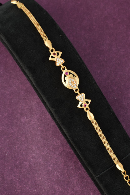 Gold Plated Stylish AD Studded Minimal Lightweight Bracelet