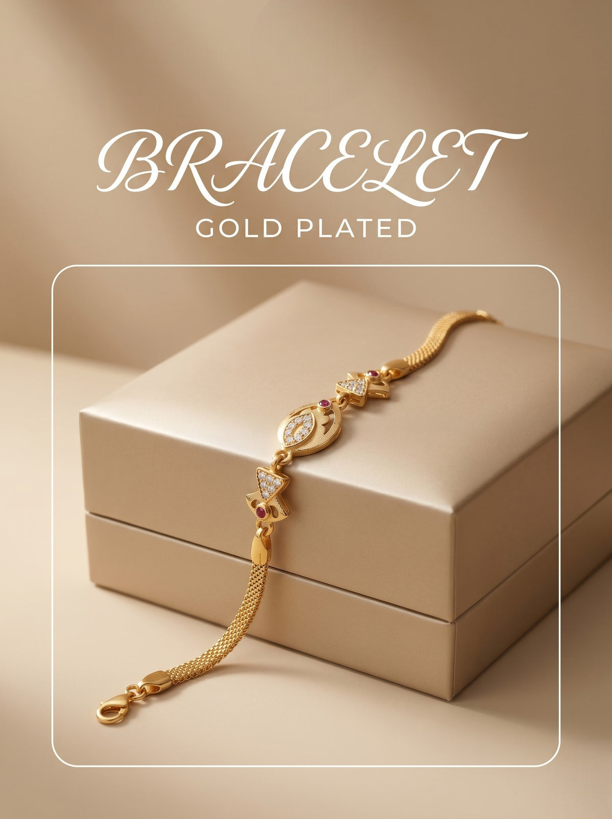 Gold Plated Stylish AD Studded Minimal Lightweight Bracelet