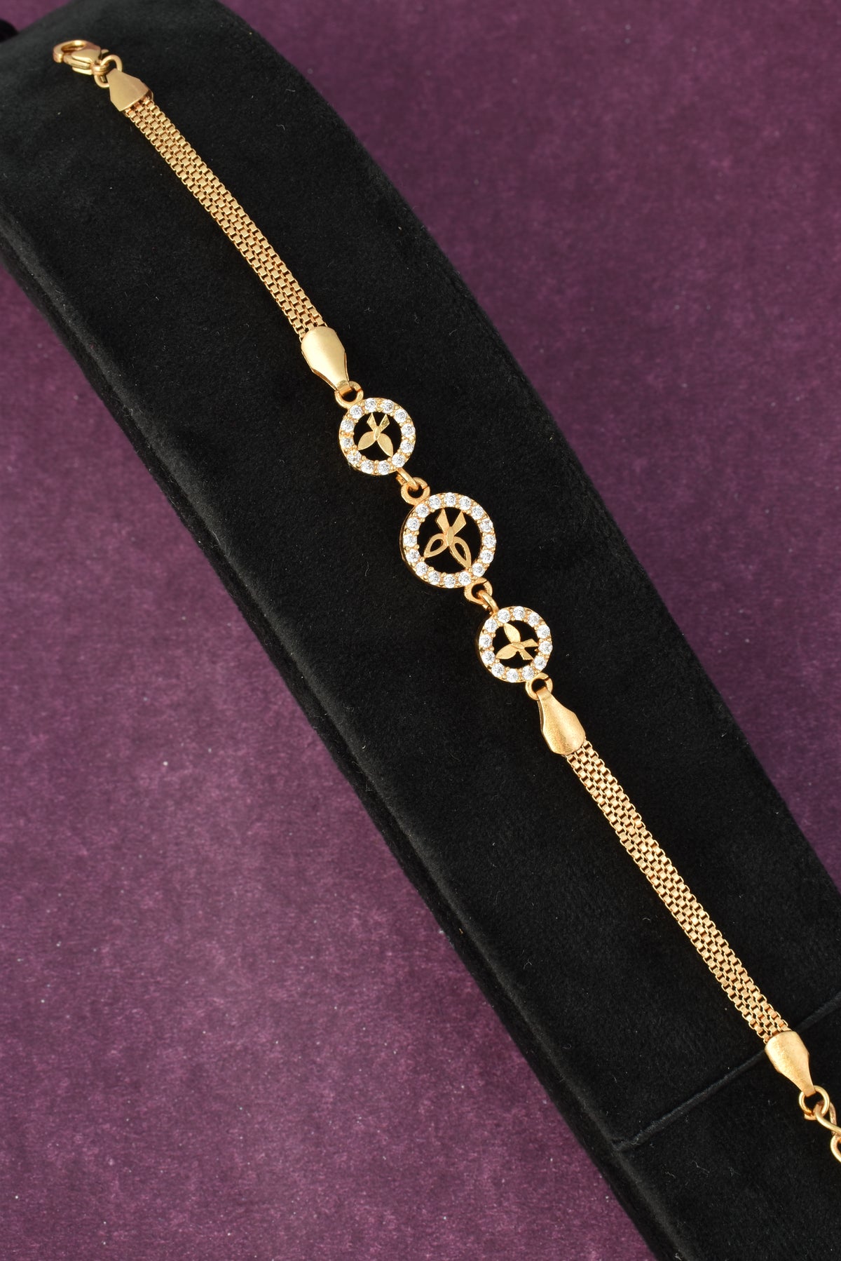 Gold Plated Stylish AD Studded Minimal Lightweight Bracelet
