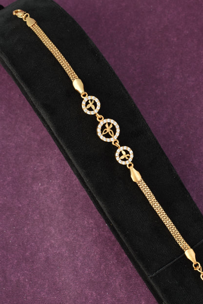 Gold Plated Stylish AD Studded Minimal Lightweight Bracelet