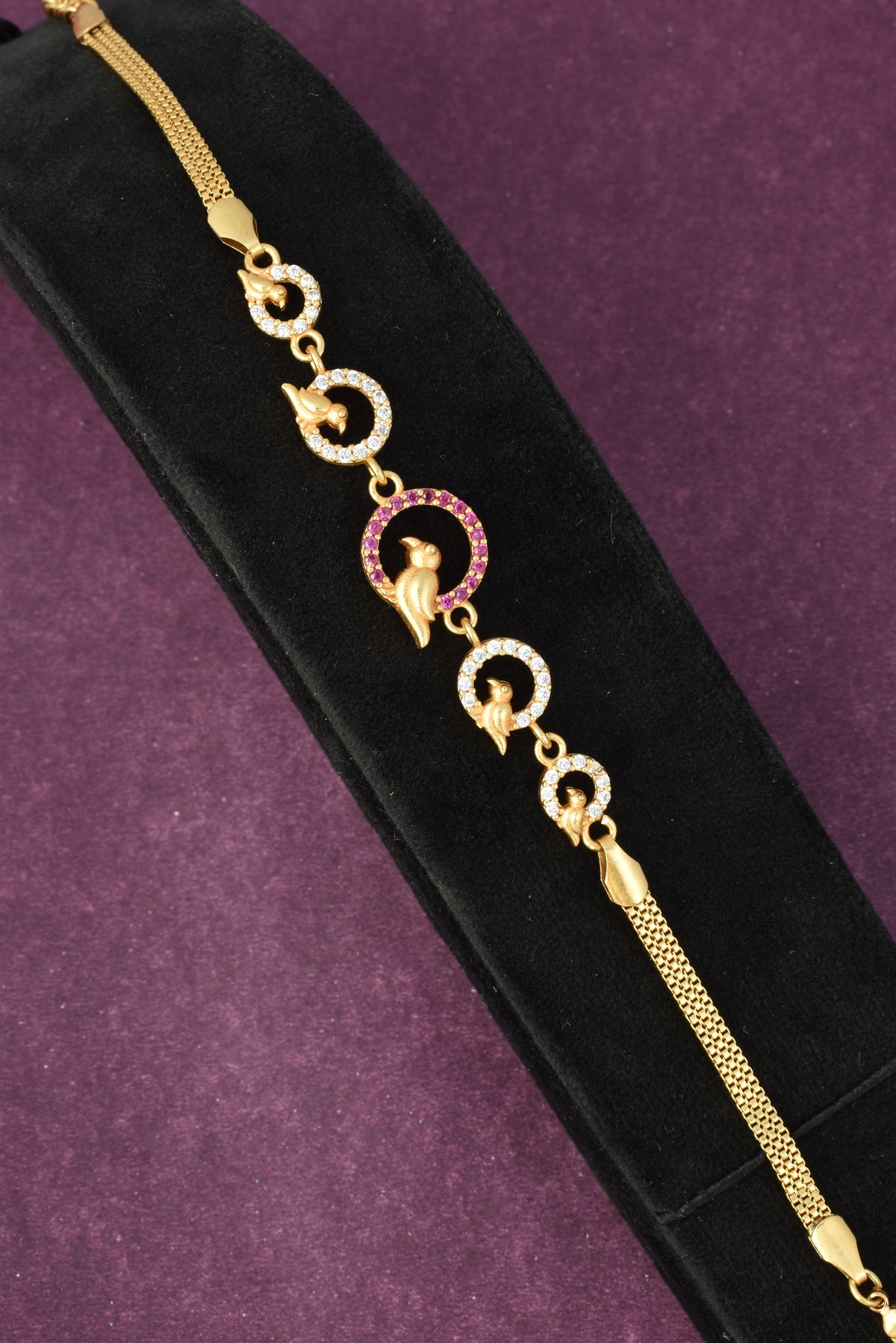 Gold Plated Stylish AD Studded Minimal Lightweight Bracelet