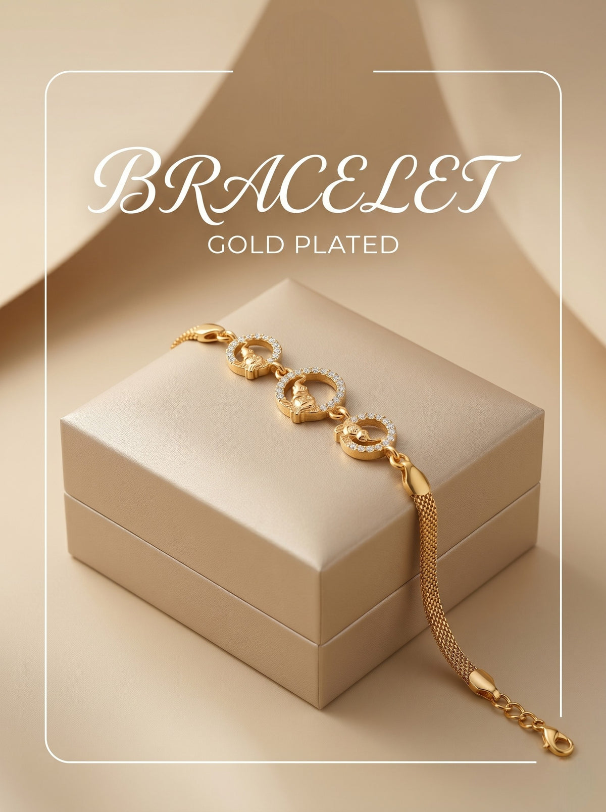 Gold Plated Stylish AD Studded Minimal Lightweight Bracelet