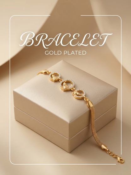Gold Plated Stylish AD Studded Minimal Lightweight Bracelet