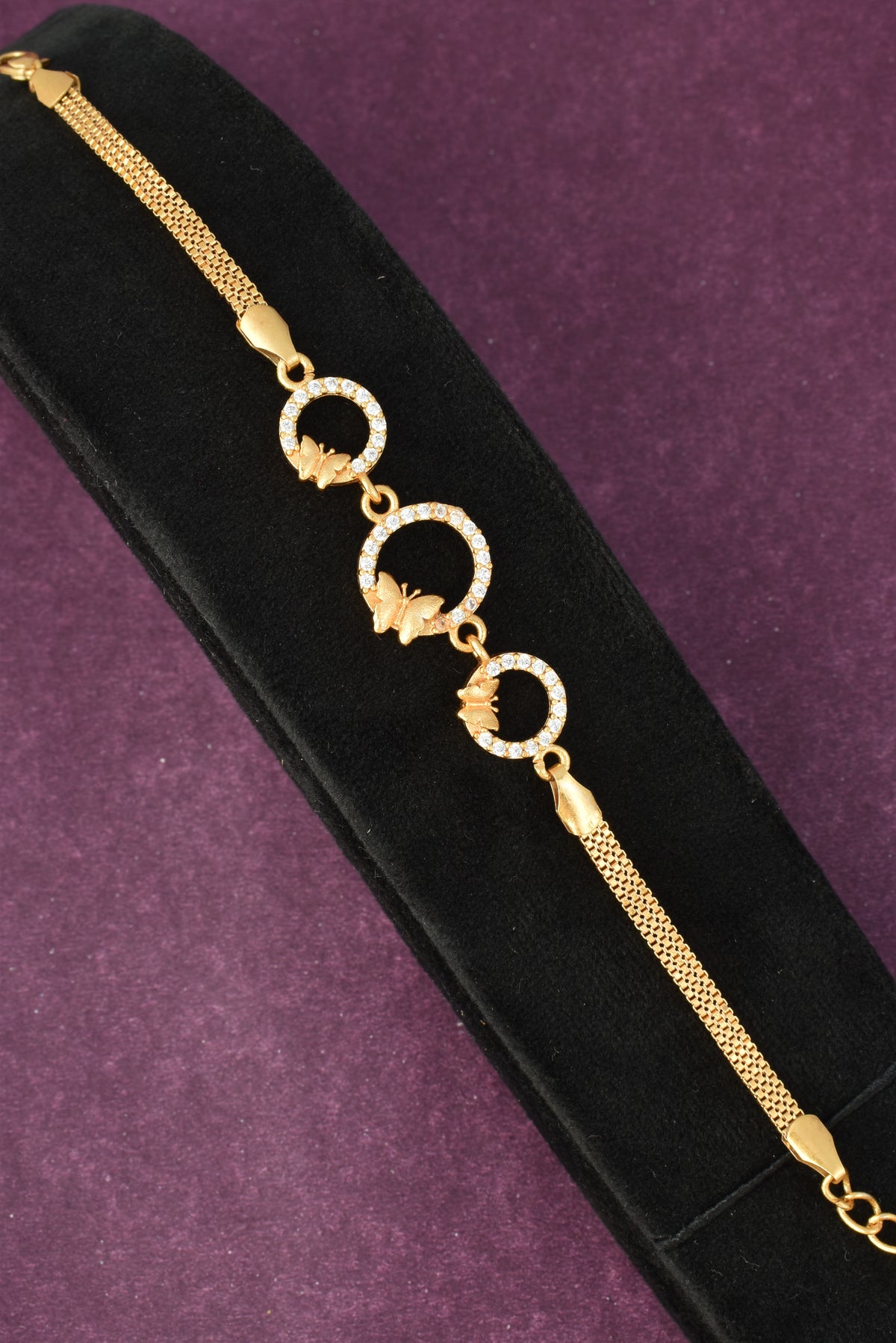 Gold Plated Stylish AD Studded Minimal Lightweight Bracelet