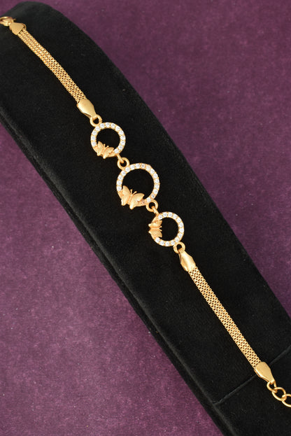 Gold Plated Stylish AD Studded Minimal Lightweight Bracelet