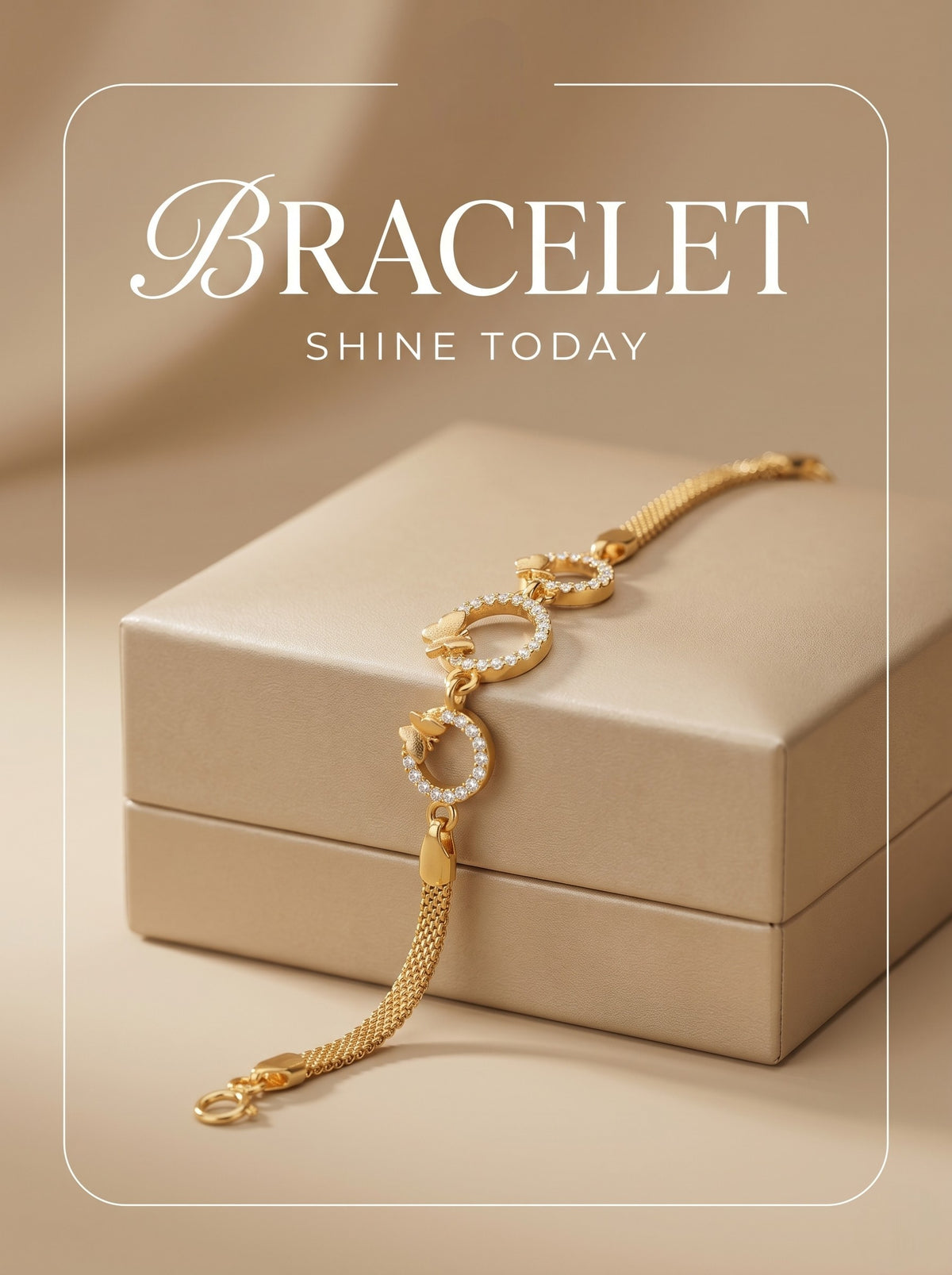 Gold Plated Stylish AD Studded Minimal Lightweight Bracelet