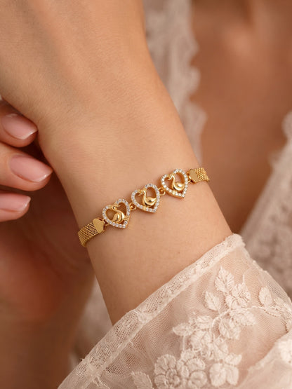 Gold Plated Stylish AD Studded Minimal Lightweight Bracelet