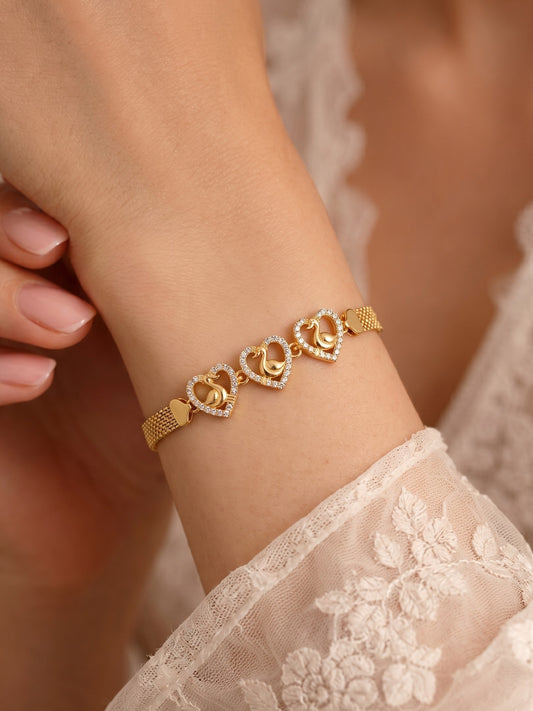 Gold Plated Stylish AD Studded Minimal Lightweight Bracelet