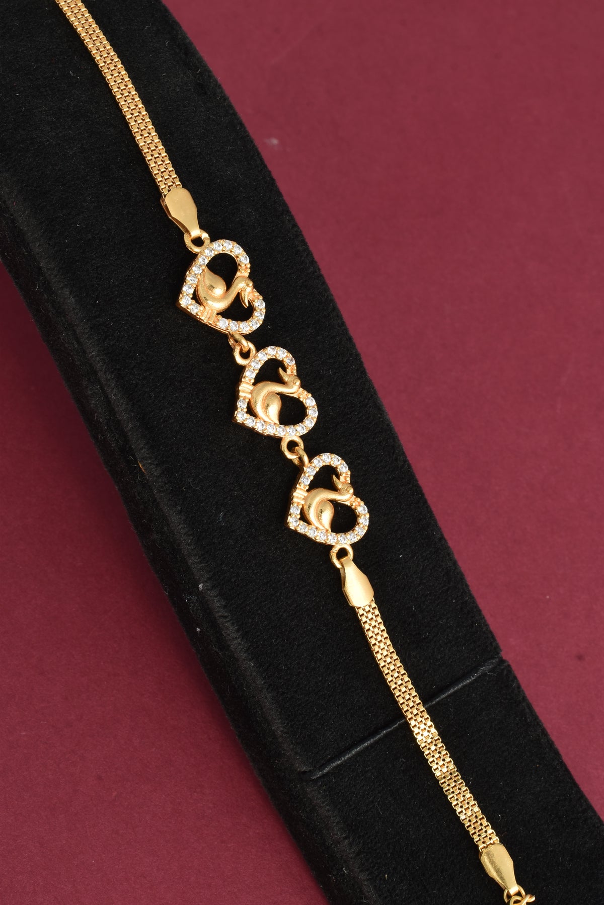 Gold Plated Stylish AD Studded Minimal Lightweight Bracelet