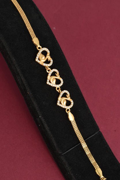 Gold Plated Stylish AD Studded Minimal Lightweight Bracelet
