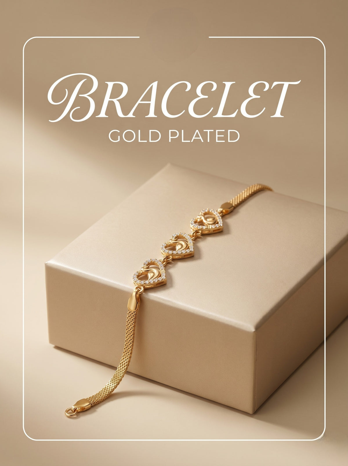 Gold Plated Stylish AD Studded Minimal Lightweight Bracelet